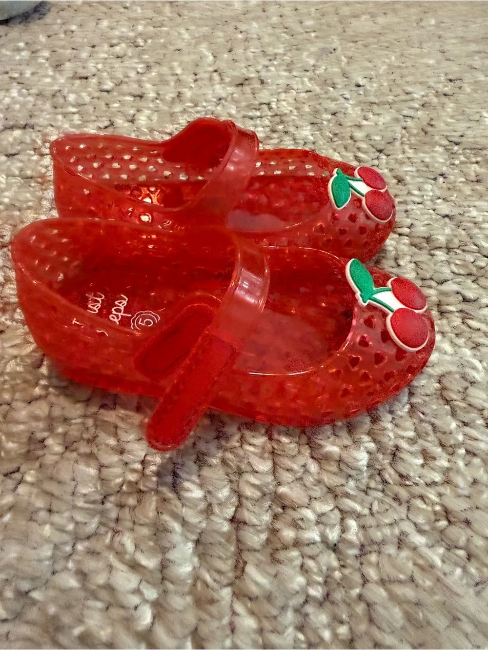 H&M Red Cherry Jelly Mary Jane Baby Shoes Size 5 Toddler